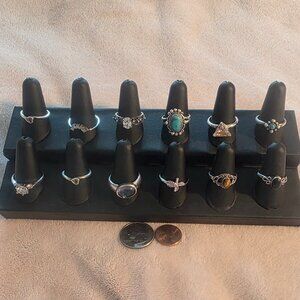 Lot of 12 Vintage Sterling Silver Rings, Display Is Included, Free Display, Nice